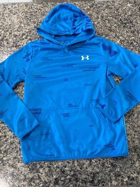 Under Armour Boys Blue Hooded Pullover Sweatshirt